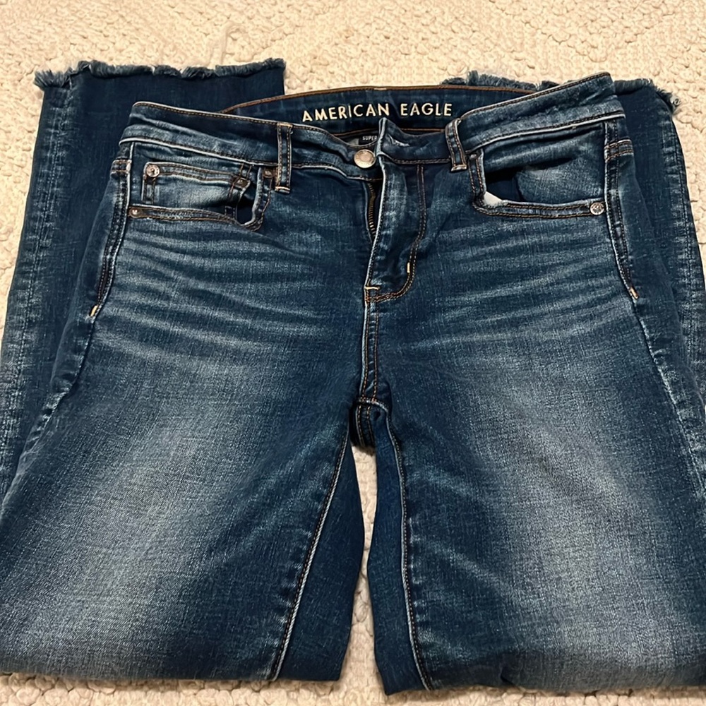 Cropped dark denim jeans